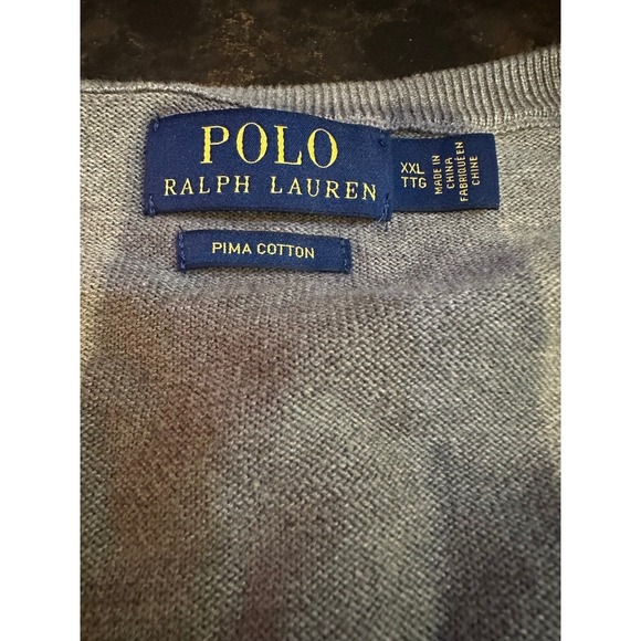 Polo Ralph Lauren Other - Polo Ralph Lauren Men XXL Gray Pima Cotton V-Neck Sweater Heather Grey Knit